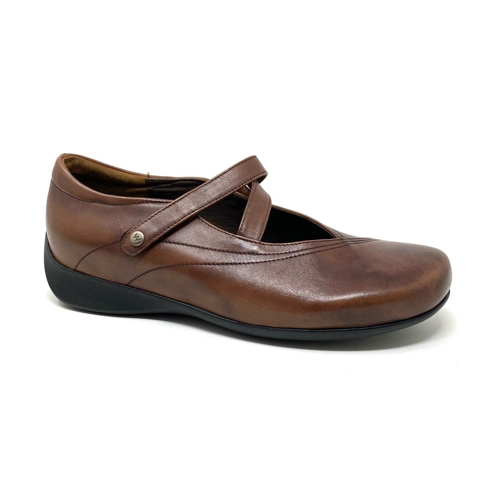 Wolky PASSION Z-Strap Mary Jane Shoes Size 42 Cognac Vegi Leather NIB